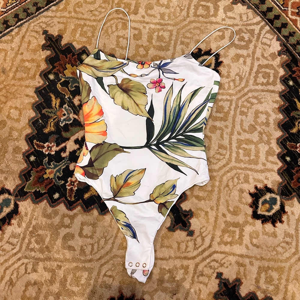 NWOT Adriana Iglesias Thong Floral Bodysuit